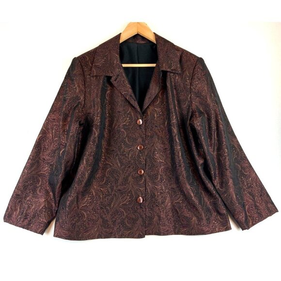 D'Allaird Women's Vintage Paisley Printed Metallic Sparkling Blazer Size… - Picture 1 of 9
